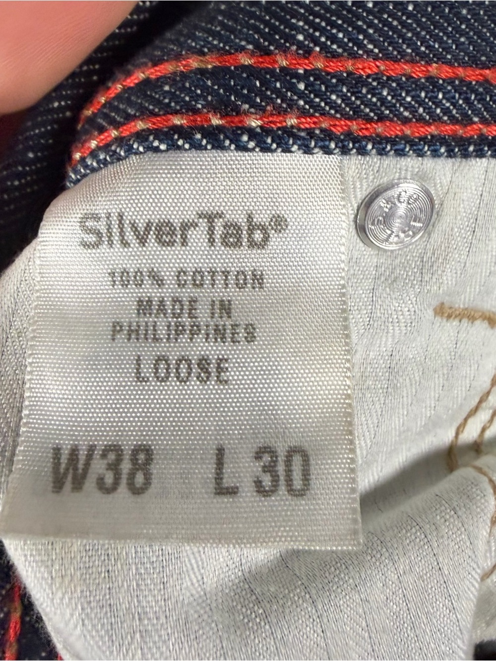Levi’s SilverTab Loose Jeans Baggy Size 38x30 Wide Leg Skater Dark Wash Y2K - Picture 7 of 8